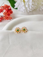 Floral pearl studs with stone | NTE33