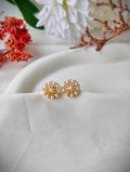 Floral pearl studs with stone | NTE33
