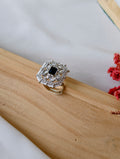 Rectangle AD finger rings with pearls | NSR06