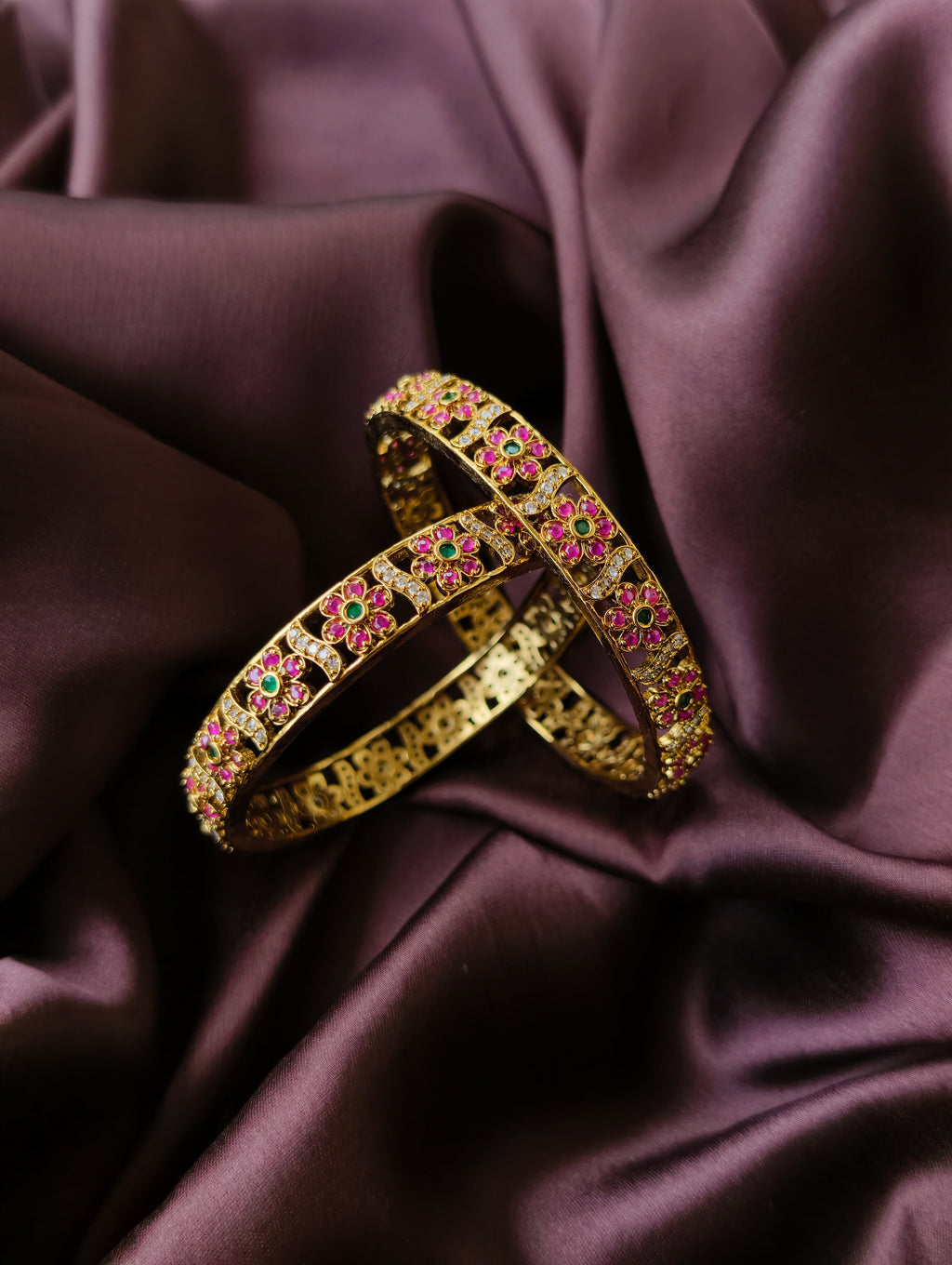 Premium floral bangles with stones | NB22