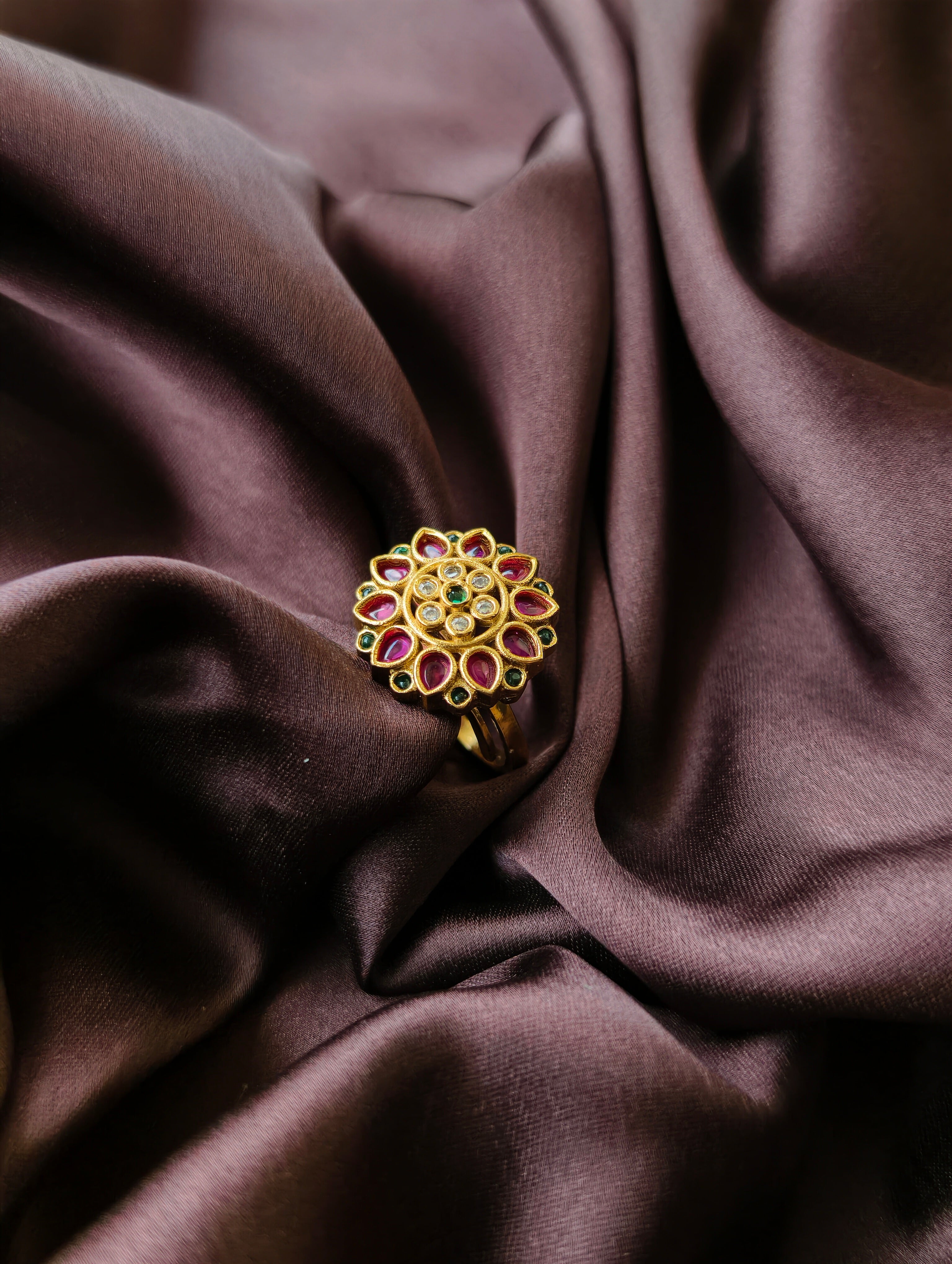 Multi stone floral finger rings | NAR15
