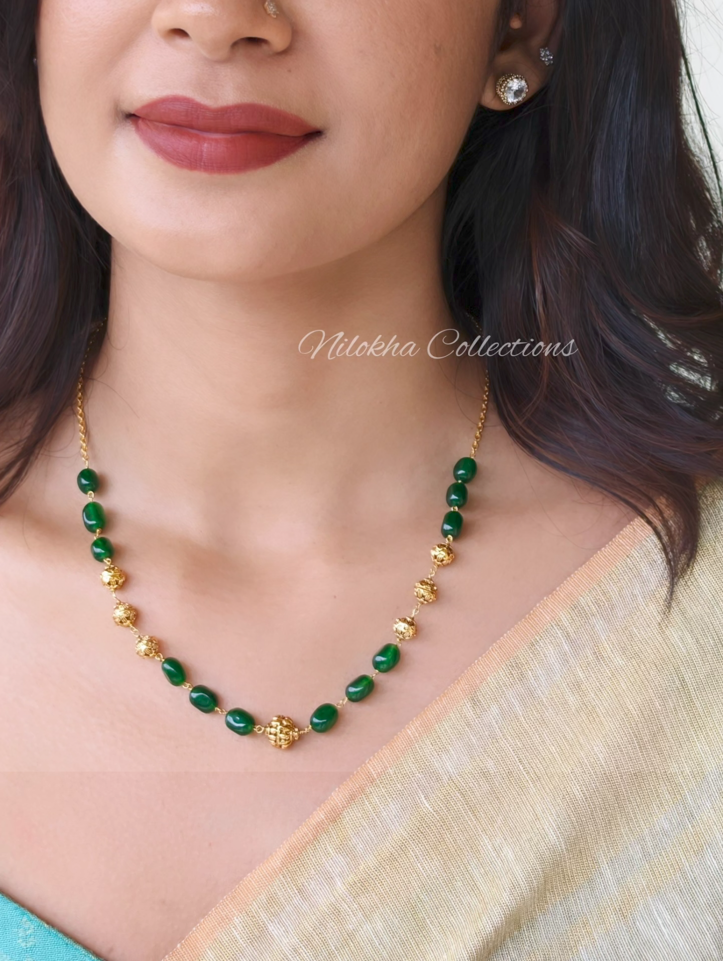 1 layer bead chain with golden balls | NAN333