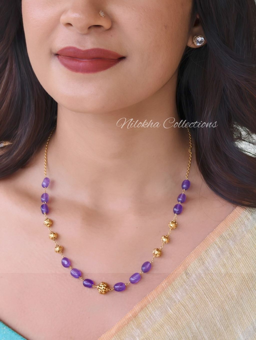 1 layer bead chain with golden balls | NAN333
