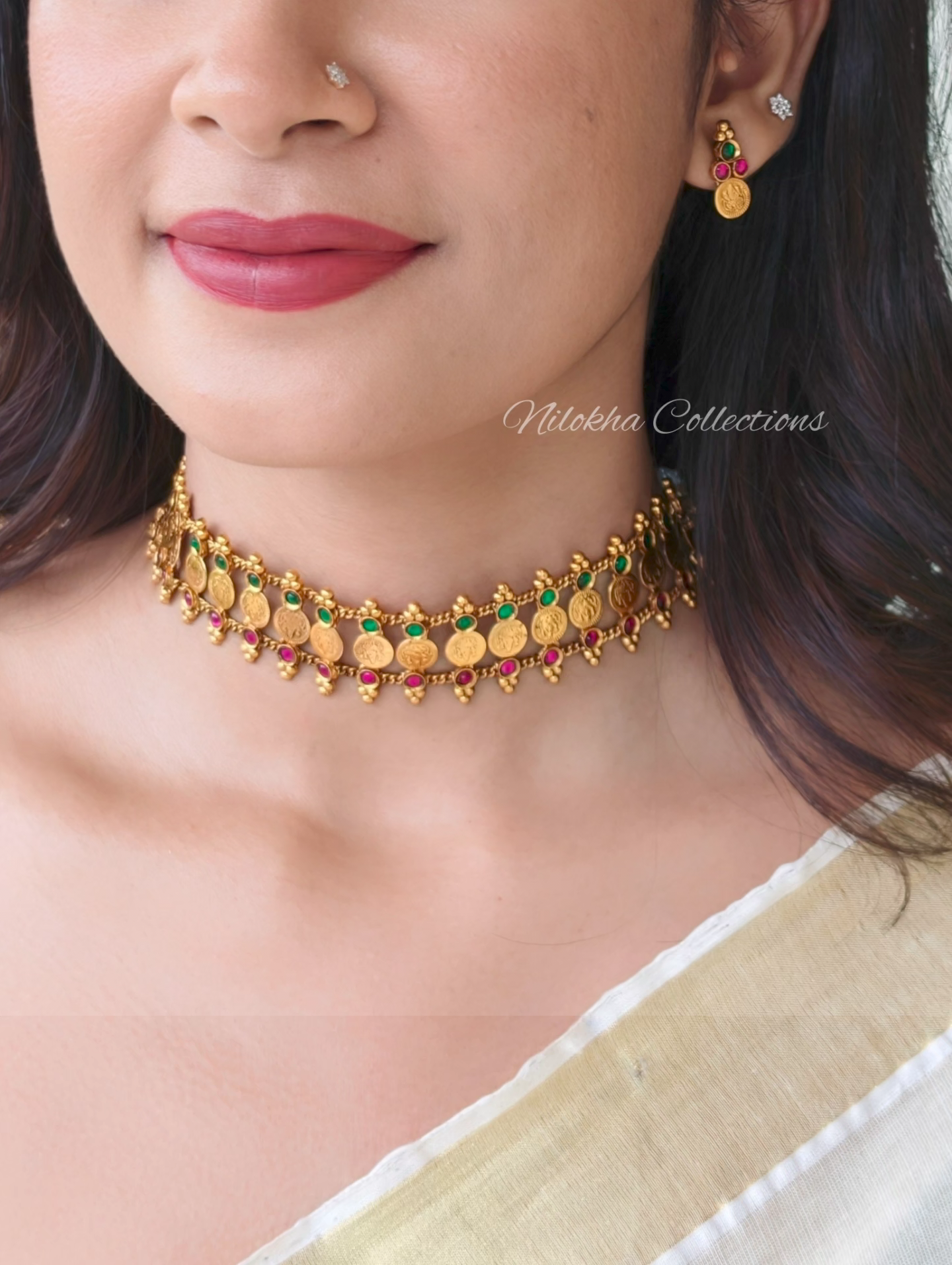 Coin choker with multi beads | NAN338