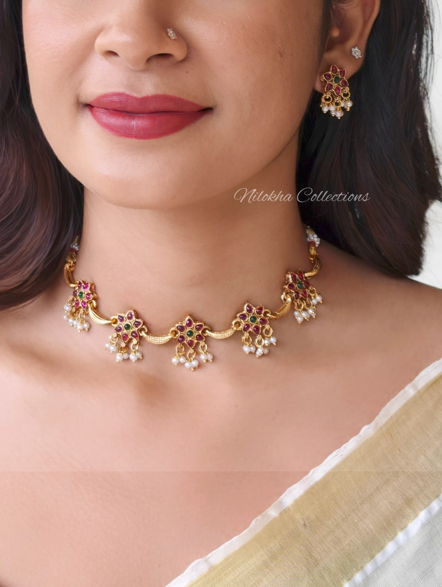 Floral pearl necklace set | NAN340