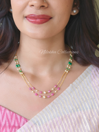 2 layer pearl chain with crystal beads | NAN349