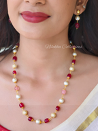 Premium pearl chain with earrings | NAN353
