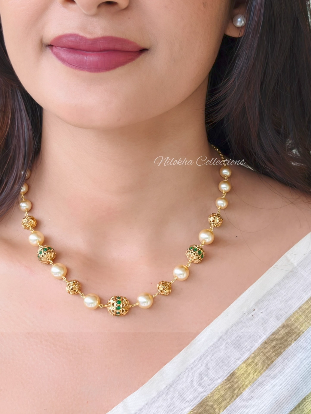 Pearl chain with stone beads | NAN356