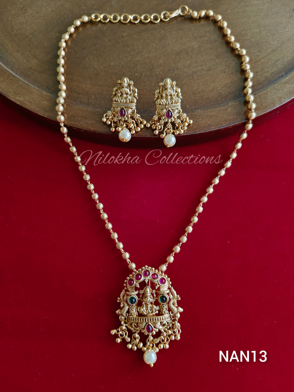 Golden haaram with idol pendant | NAN13