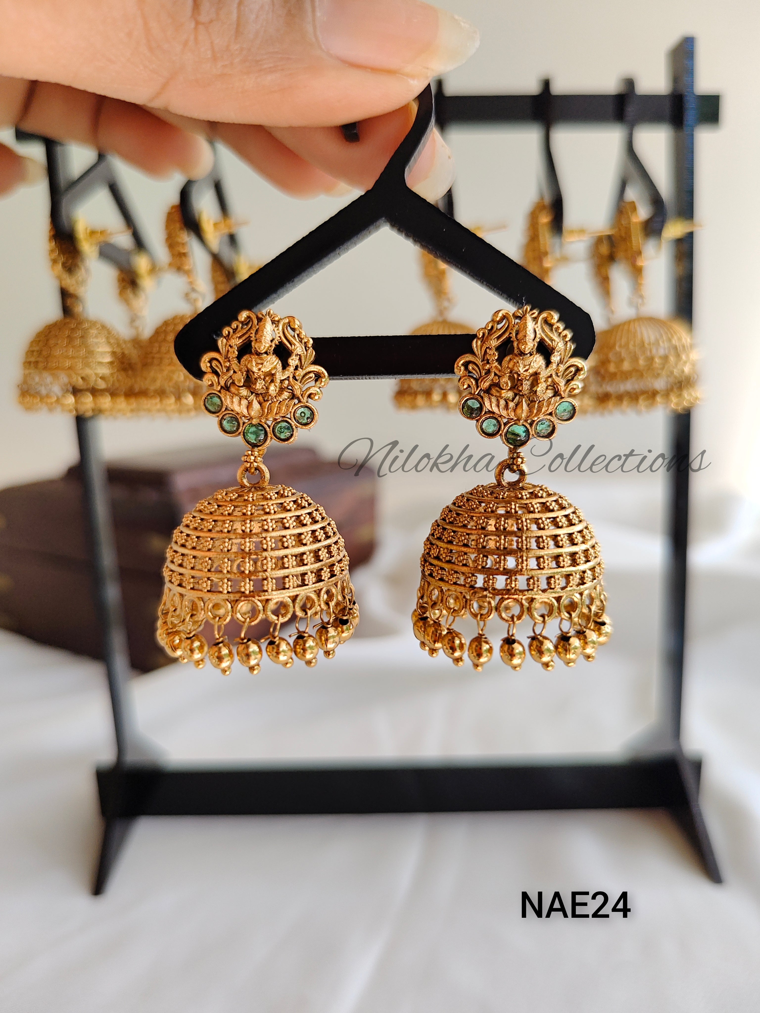 Green lakshmi jhumkas | NAE24