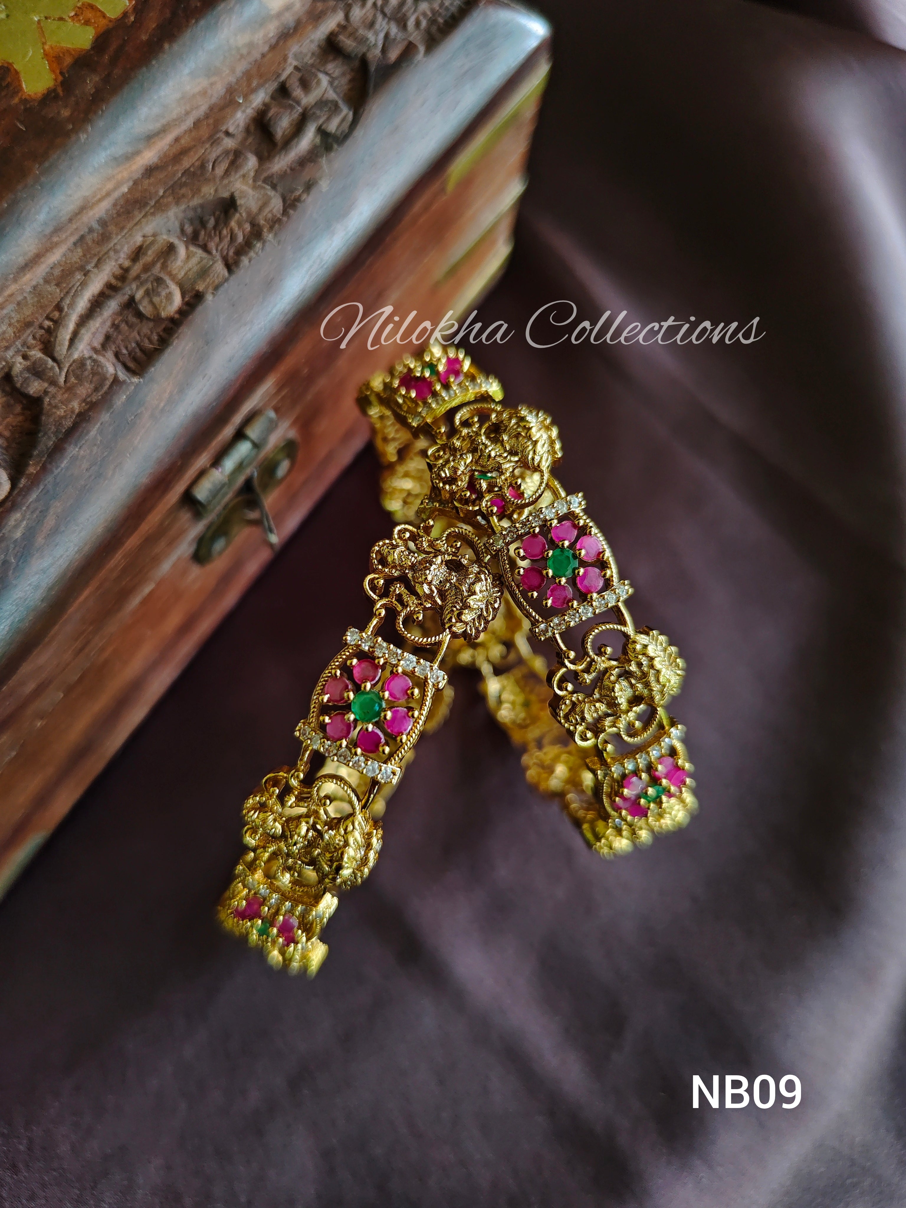 Premium floral bangles with stones | NB09