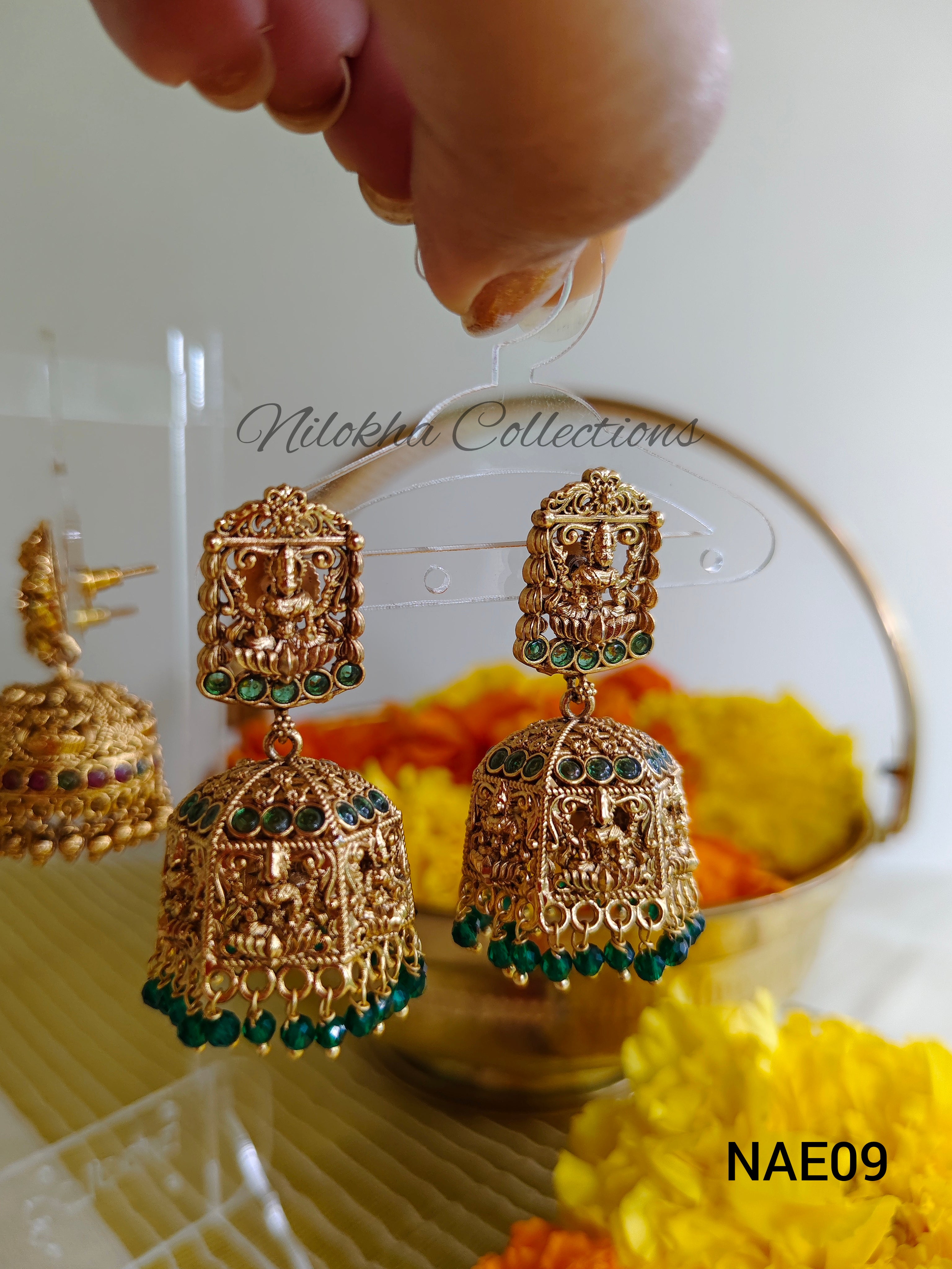 Green lakshmi jhumkas | NAE09