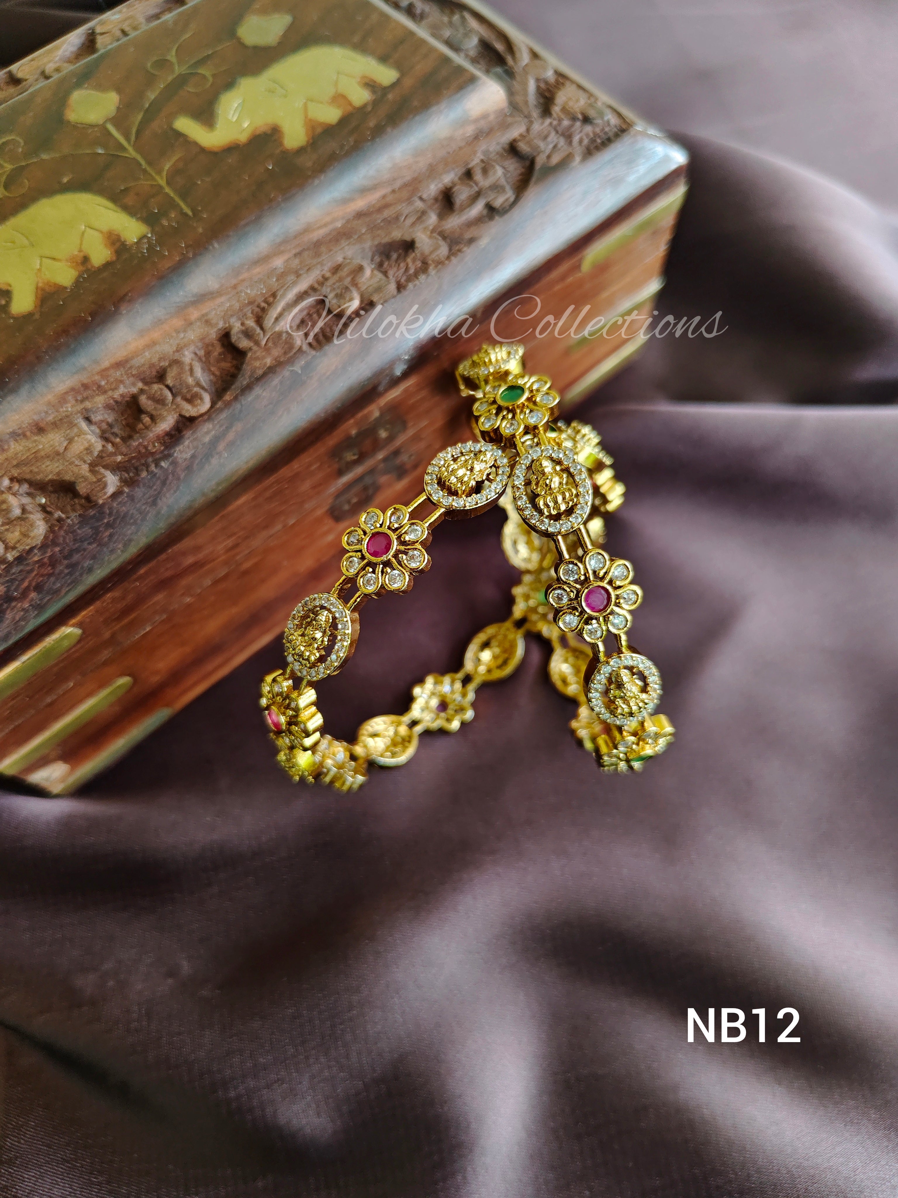 Premium floral idol bangles with stones | NB12
