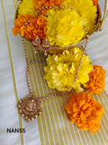 Golden short haaram with idol pendant | NAN55