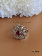 Floral finger ring with stones | NSR03
