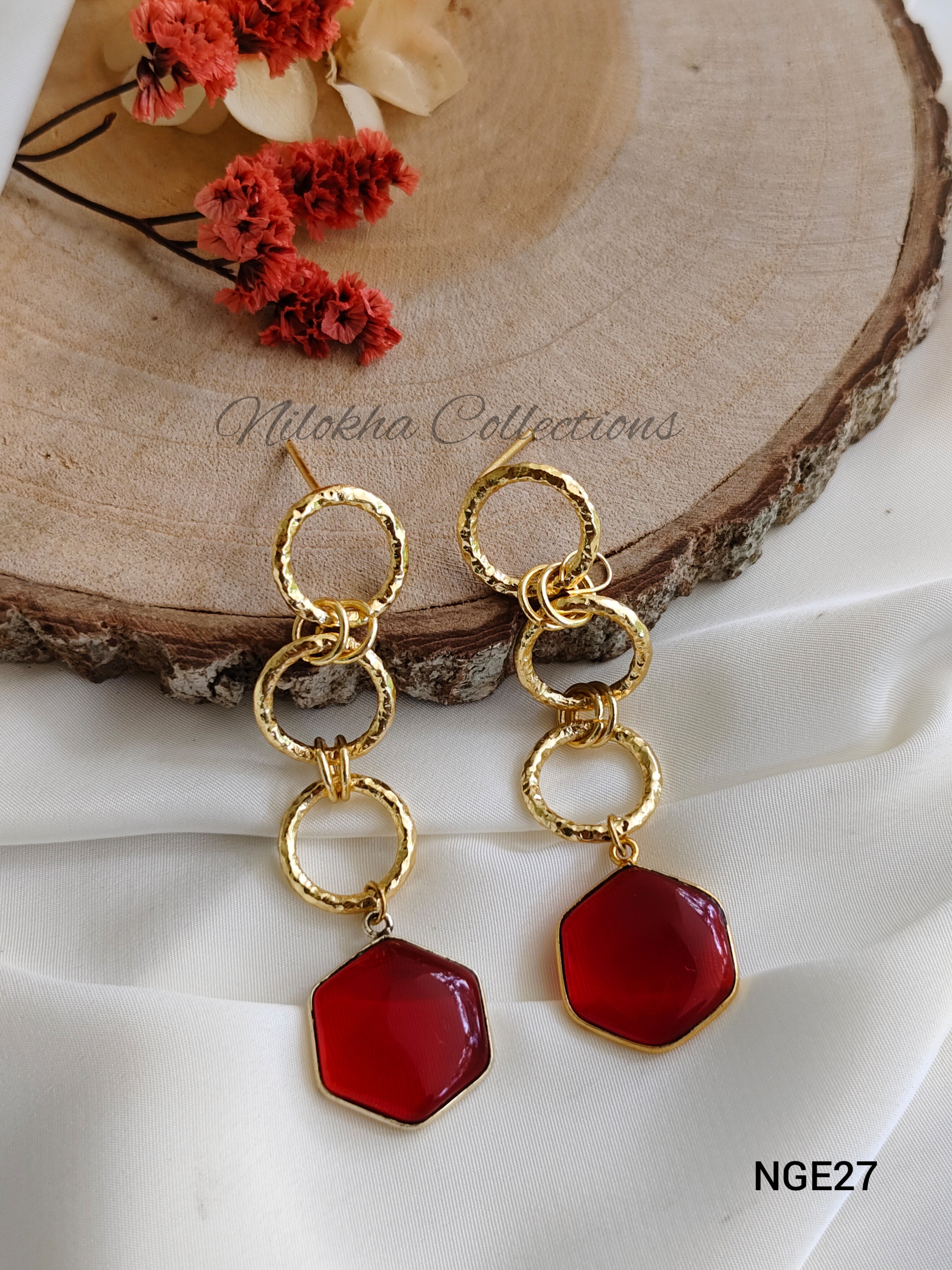 Layered earrings with stones | NGE27