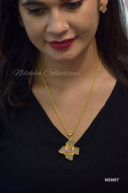 Natural stone floral pendant set | NGN07