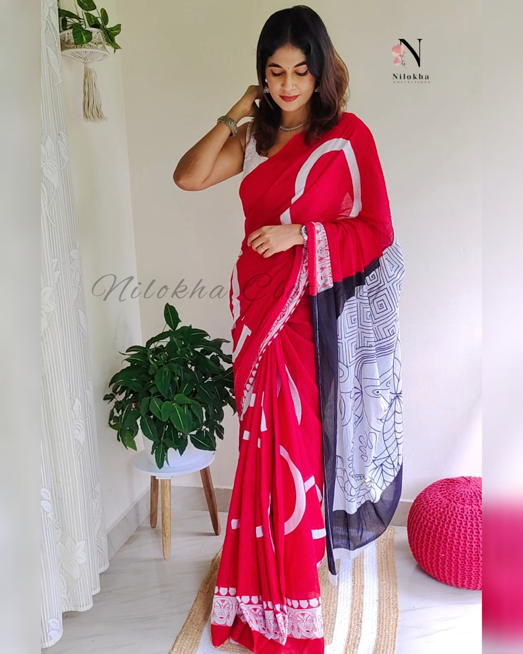 Face print mul cotton saree | NCB08