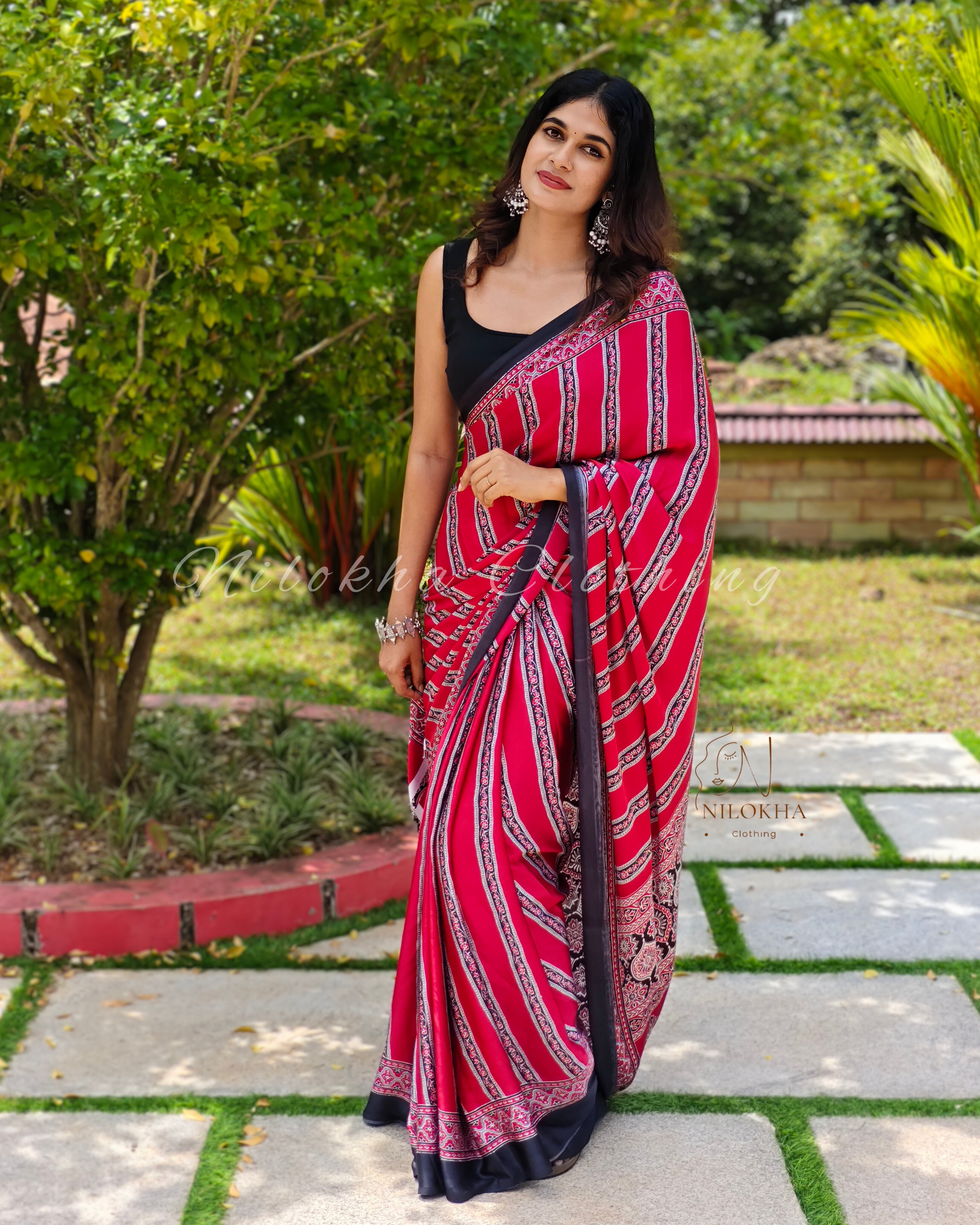 Semi-modal saree with lines | NCB25