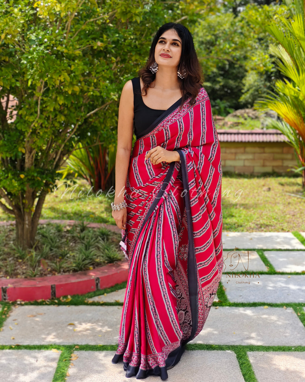 Semi-modal saree with lines | NCB25