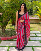 Semi-modal saree with lines | NCB25