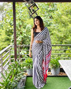 Semi modal striped saree with polka pallu | NCC26