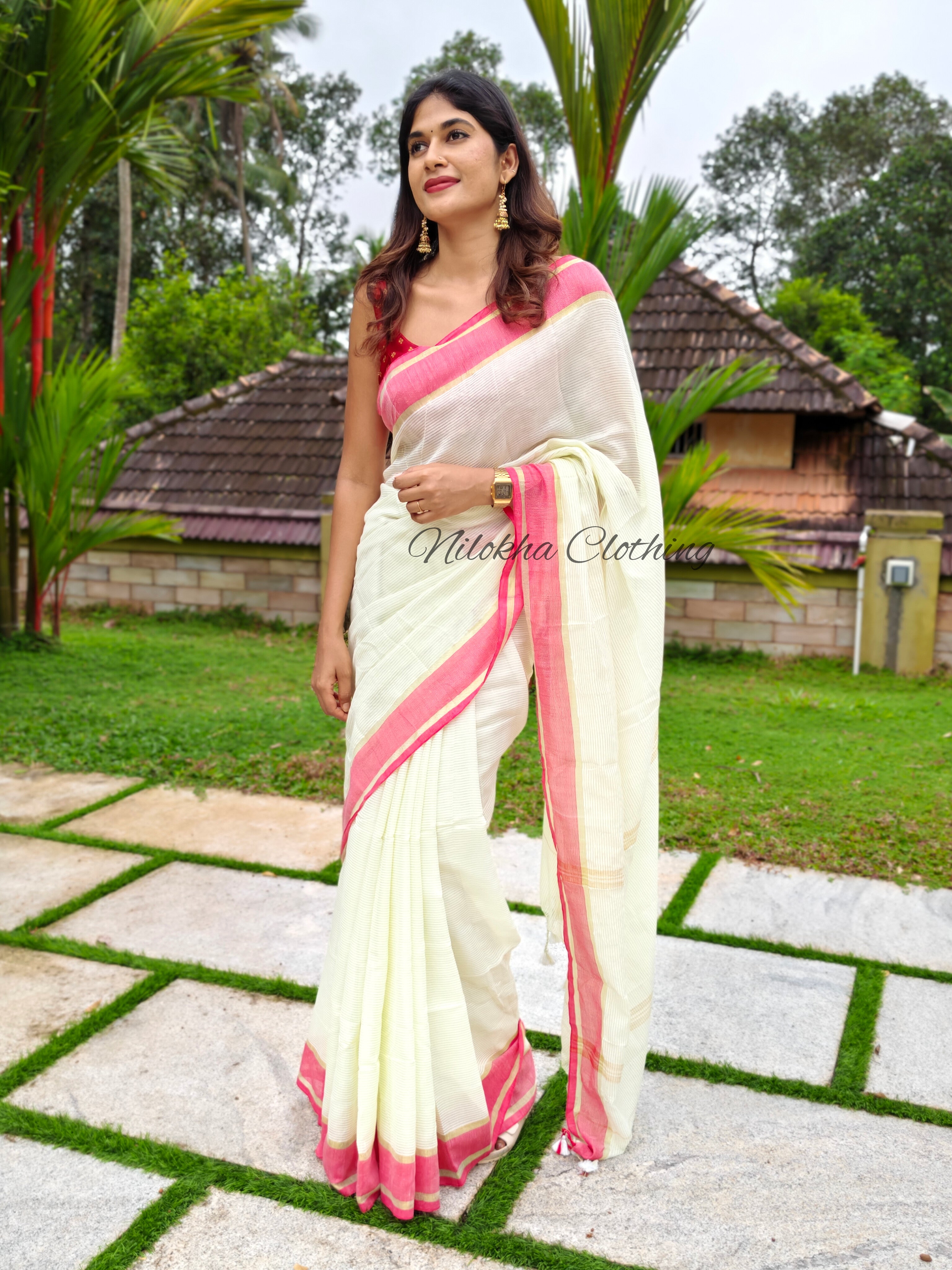Striped khadi cotton saree | NCO33