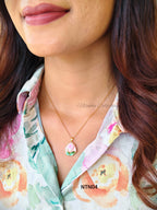 Neckpiece with floral hexagon pendant | NTN04