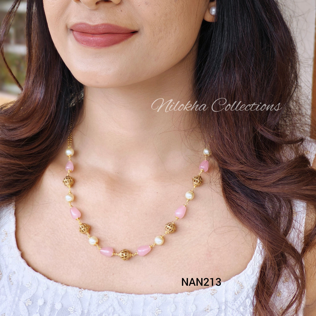 1 layer pearl chain with teardrop monalisa beads |NAN213