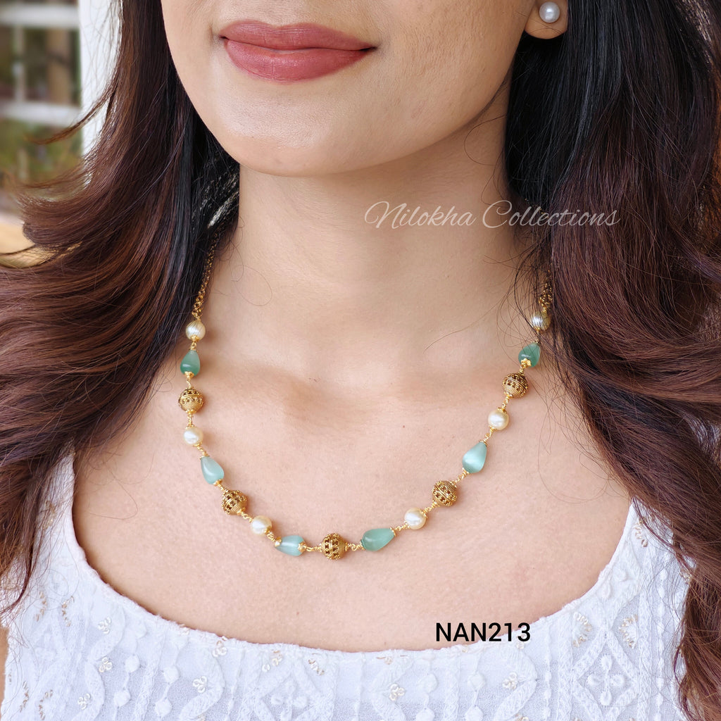 1 layer pearl chain with teardrop monalisa beads |NAN213