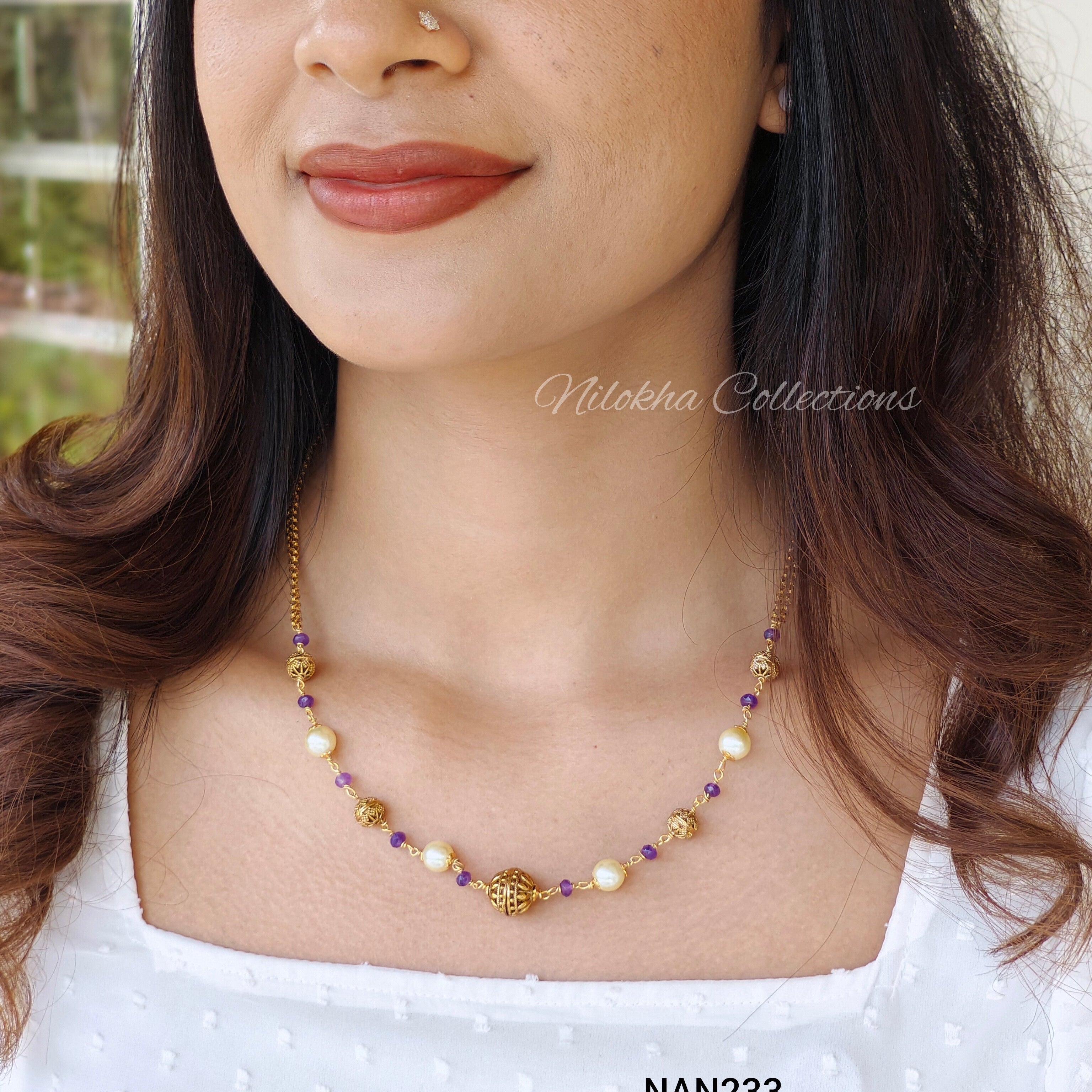1 layer pearl chain with crystals | NAN233
