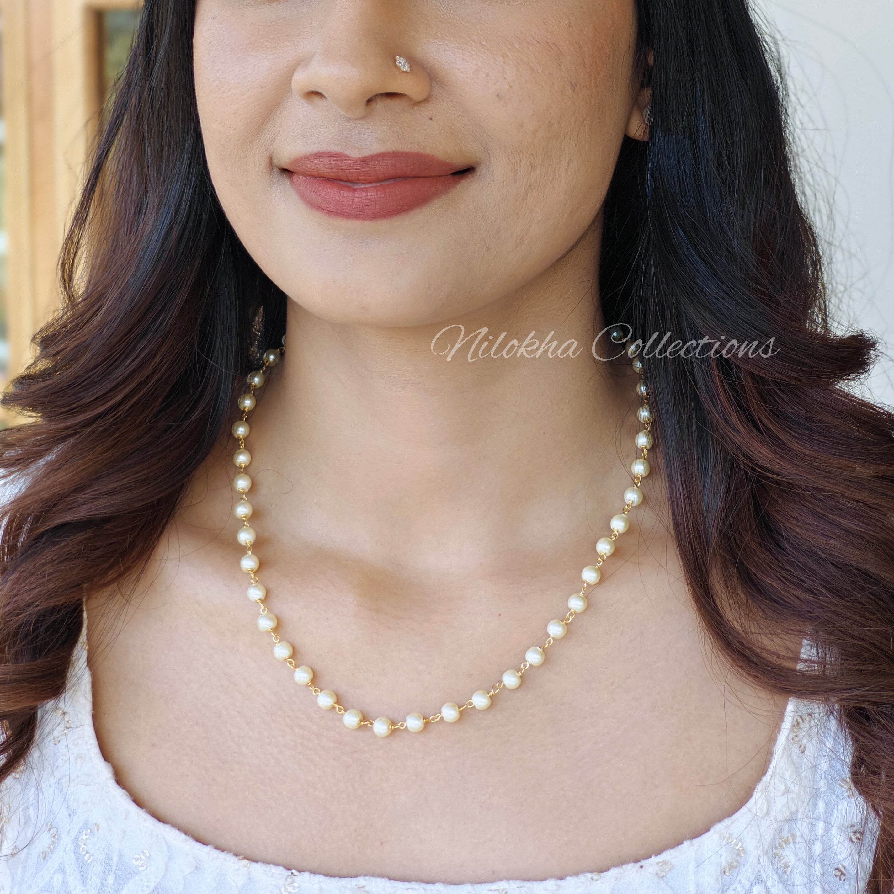 1 layer pearl chain - medium pearls | NAN250