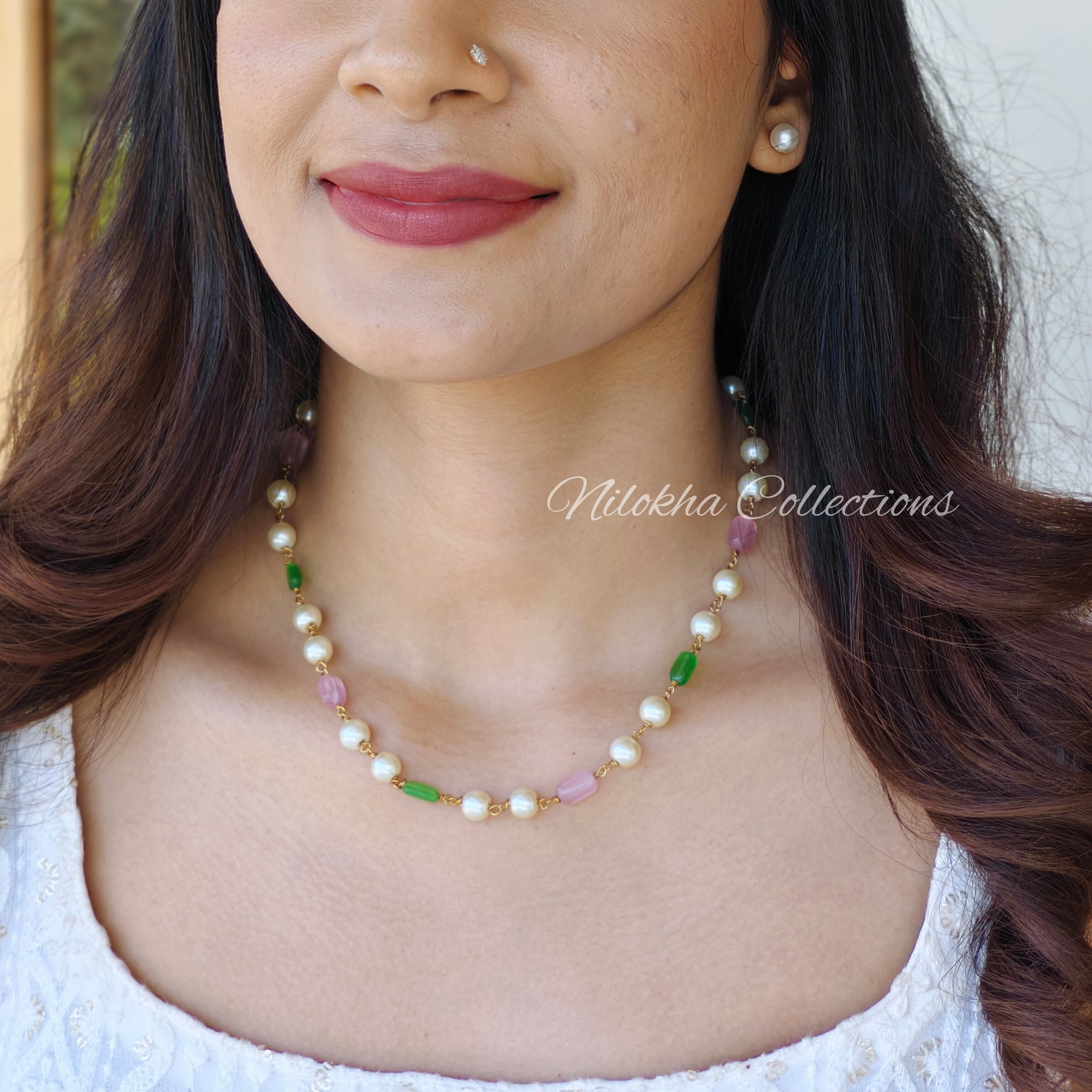 1 layer pearl chain with monalisa beads | NAN257