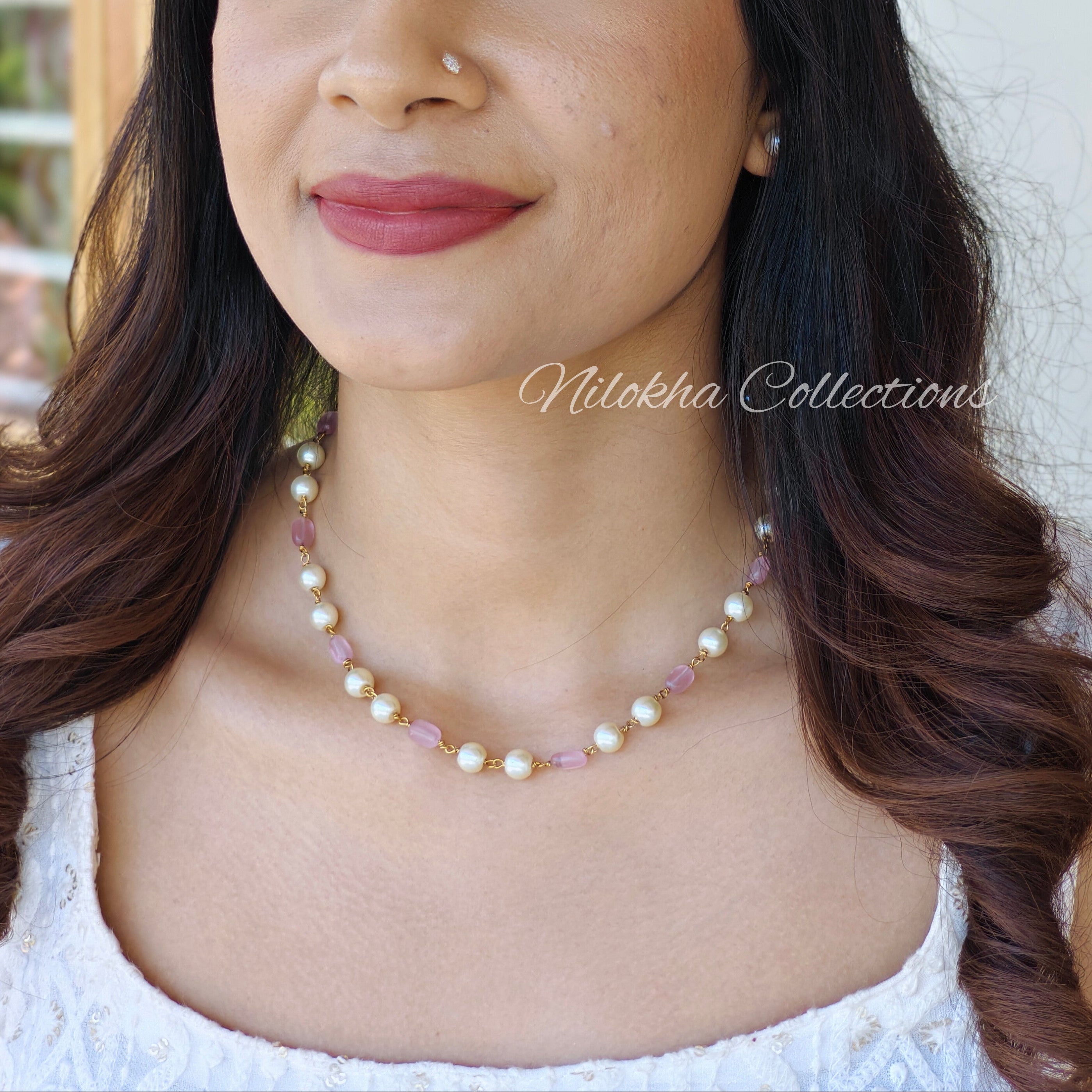 1 layer pearl chain with monalisa beads | NAN257