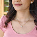 White heart pendant neckpiece with earrings | NTN47