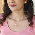 Gold heart pendant neckpiece with earrings | NTN48