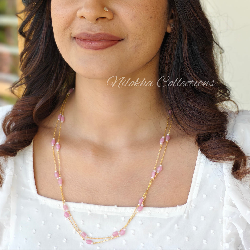 Long 2 layer pastel beads chain | NAN276