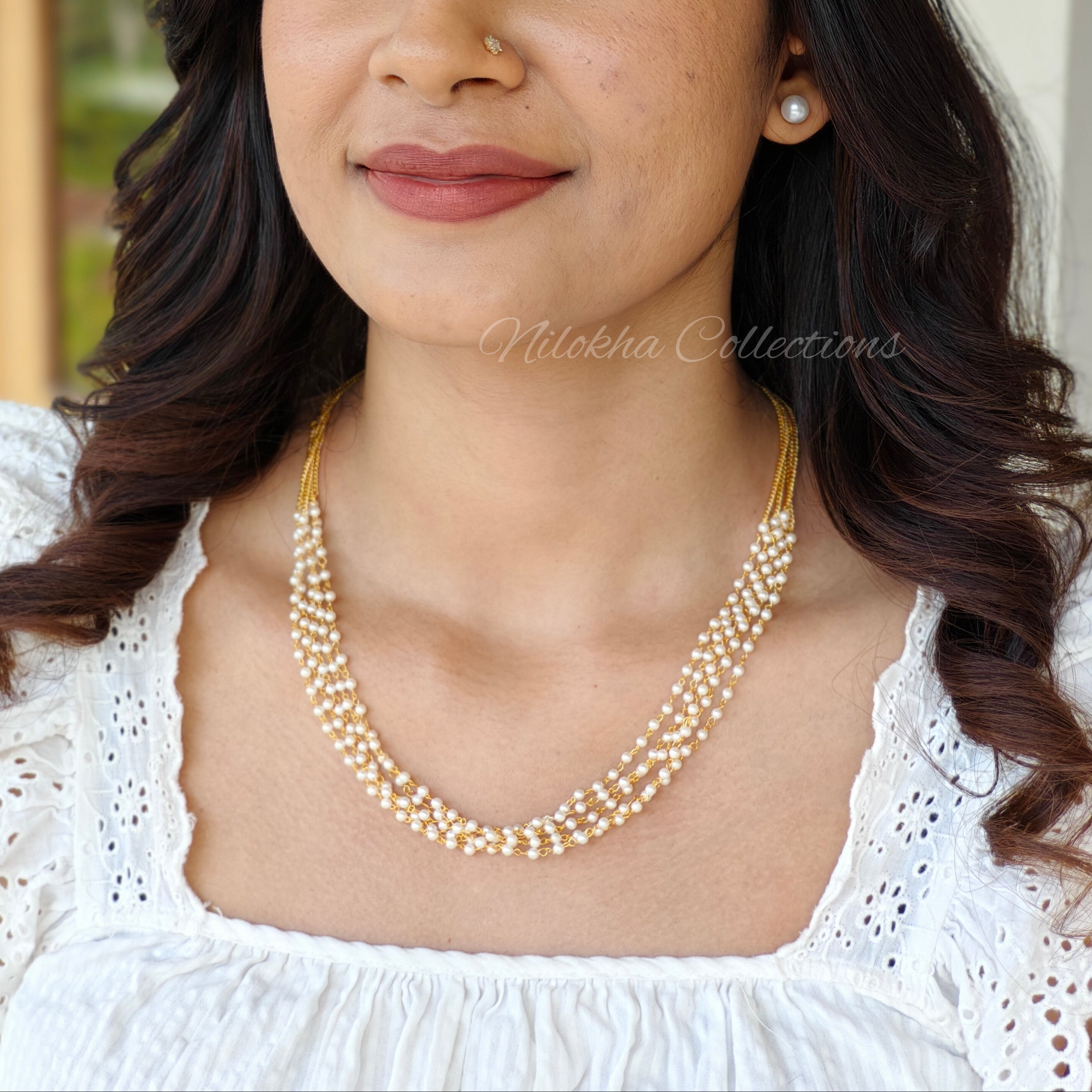 5 layer chain with small pearls | NAN273B