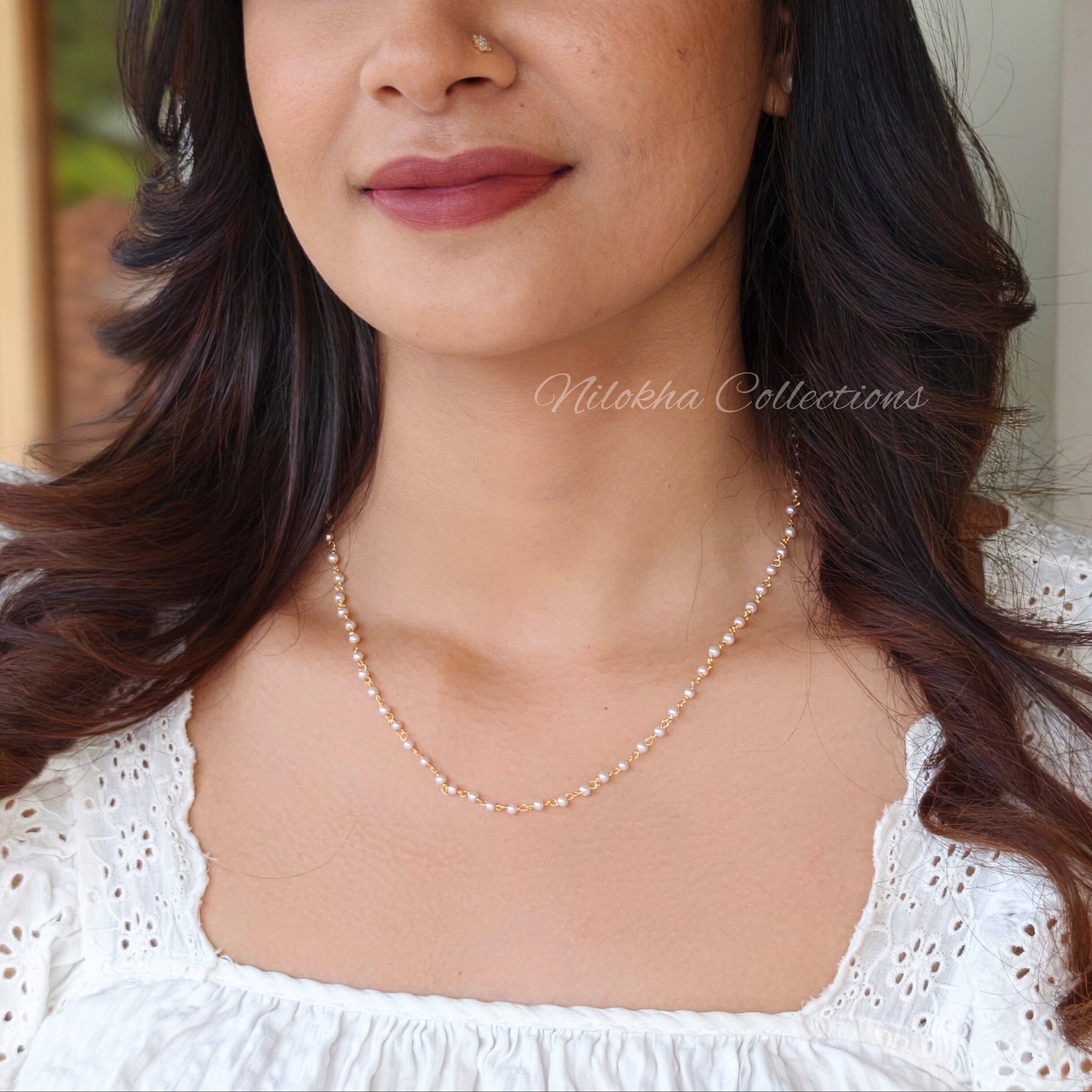 1 layer chain with small pearls | NAN263A
