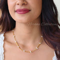 Gold look-alike 3 layer short chain with pearls | NAN309C
