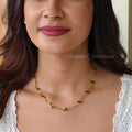 Gold look-alike 3 layer short chain with black beads | NAN310C