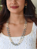 2 layer long pearl chain with earrings | NAN290