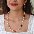 1 layer pearl and bead combo chain, with earrings | NAN305