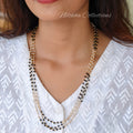 3 layer pearl chain with black crystal beads | NAN300B