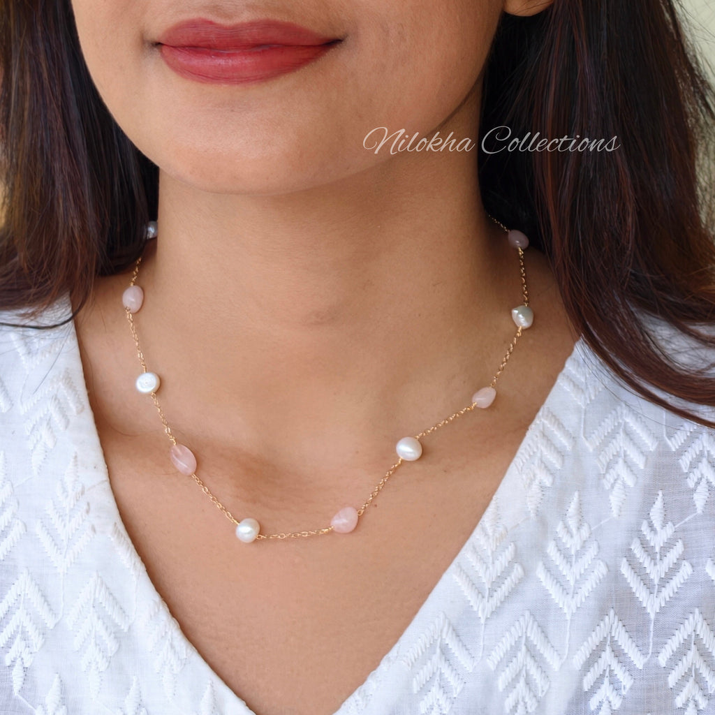 1 layer pearl and bead combo chain | NAN302