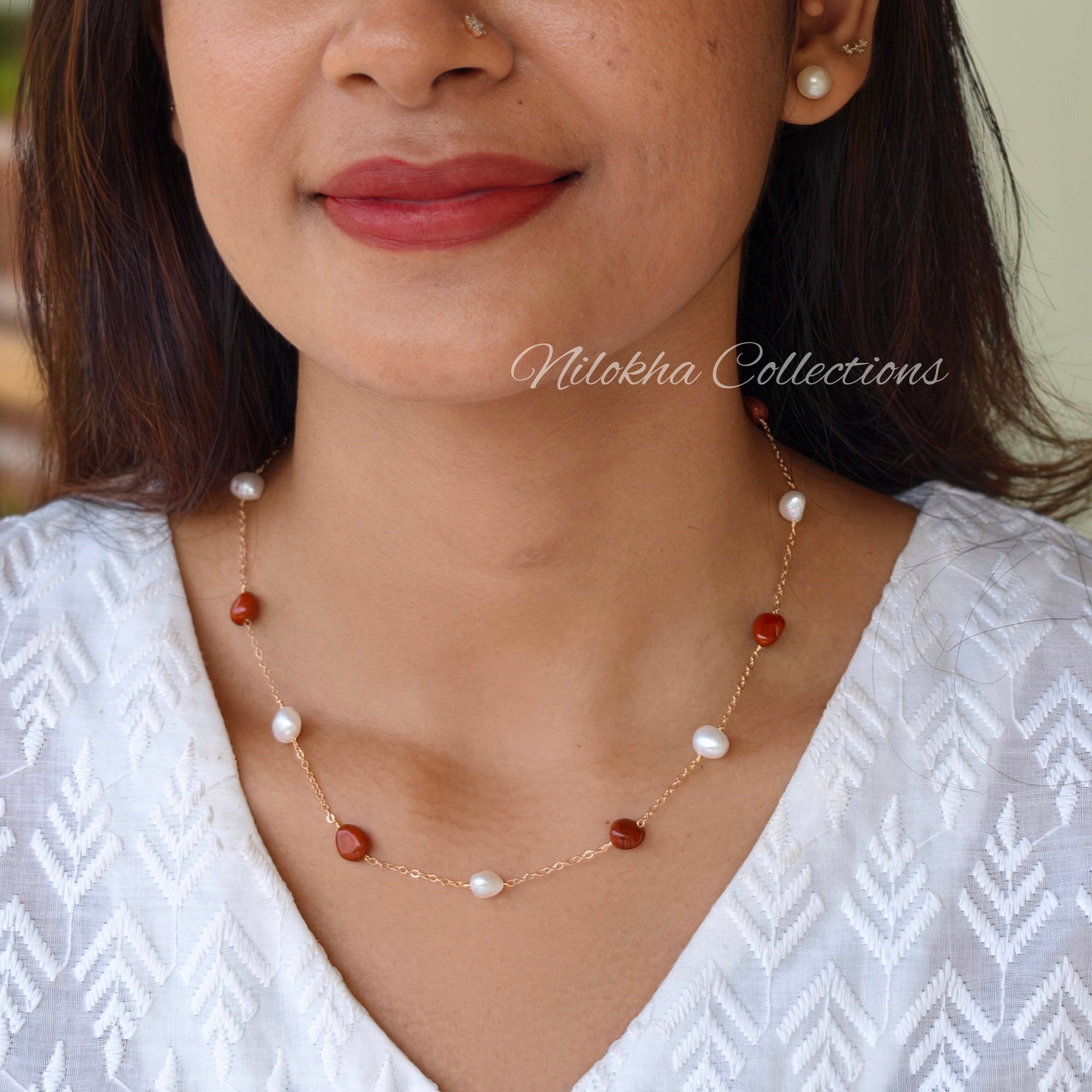 1 layer pearl and bead combo chain | NAN302
