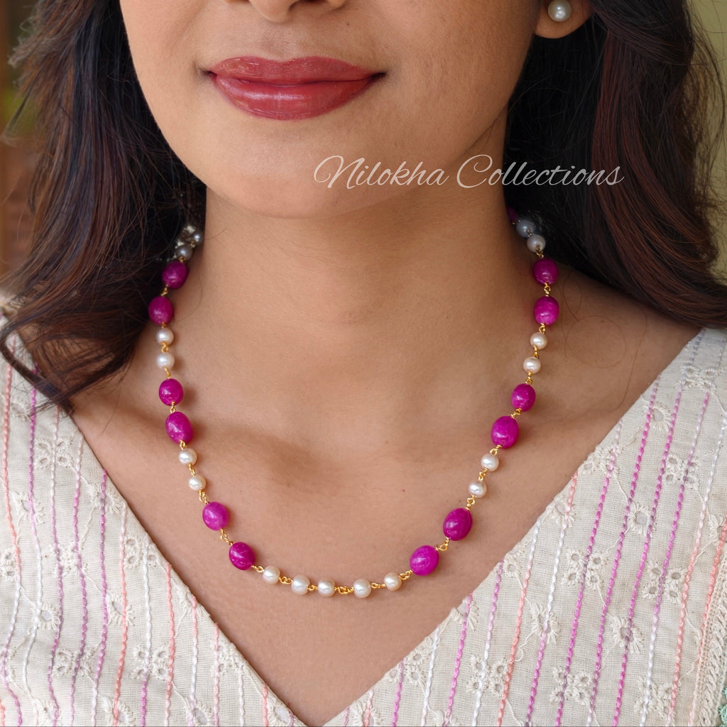 Single layer pearl chain with beads | NAN320