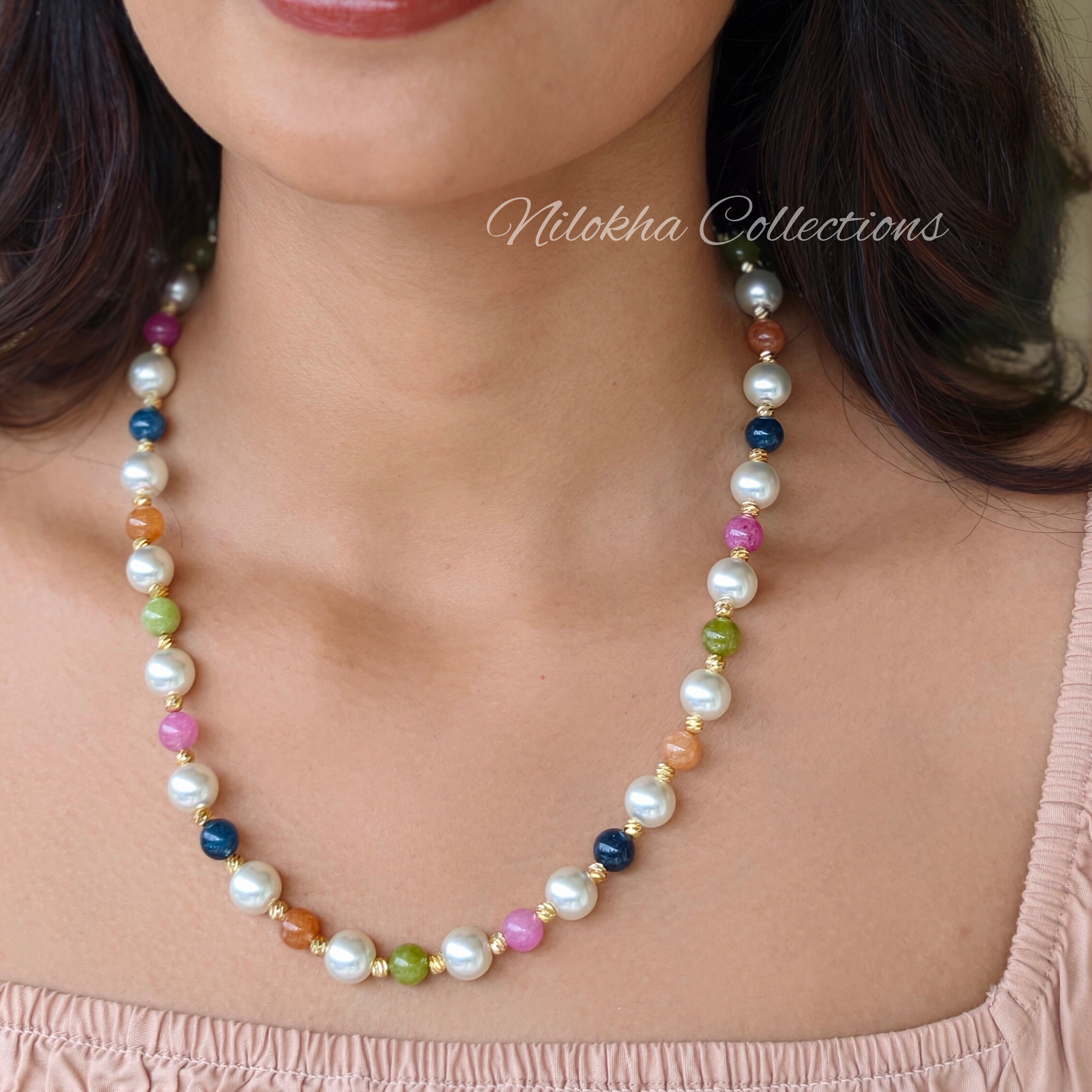 1 layer pearl and beads combo chain | NAN324