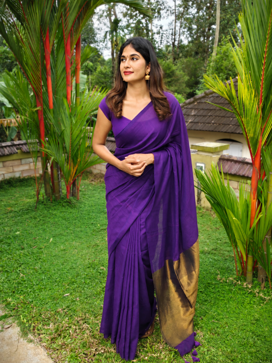 Khadi cotton saree with zari pallu | NCA01