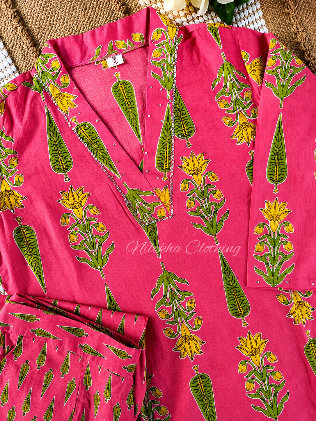 Pure cotton 3 piece floral kurti set | NCK301